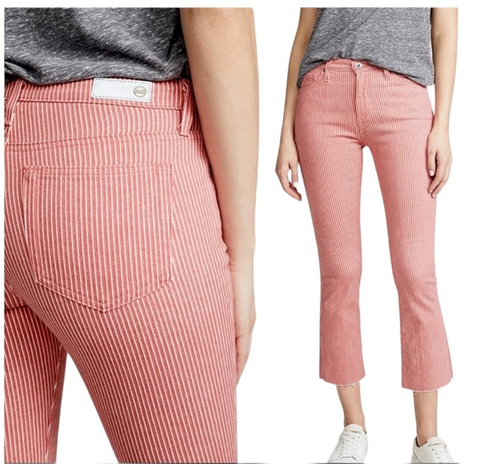 AG Adriano Goldschmied jeans Jodi Pinstripe high waist slim crop flare size 26